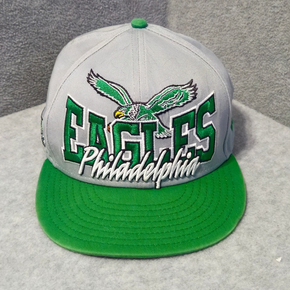 NEW ERA Philadelphia Eagles NFL Snapback Hat Gray Green Big Logo Embroidered